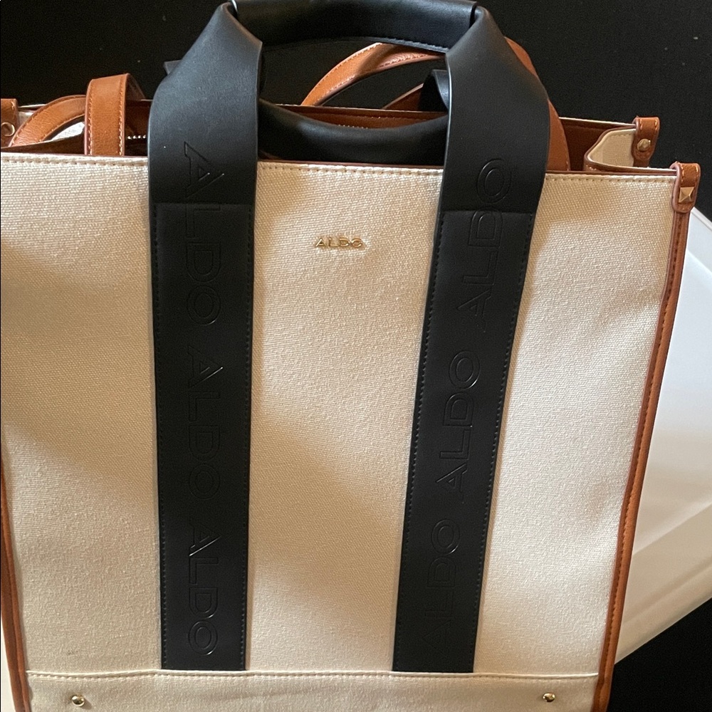 Aldo Black and Cream Men's Backpack